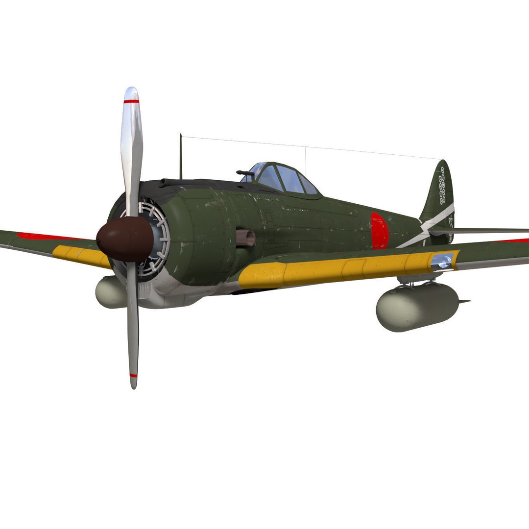 Ki-43 Hayabusa 3D Model – High Poly Military Aircraft, FBX - View 5