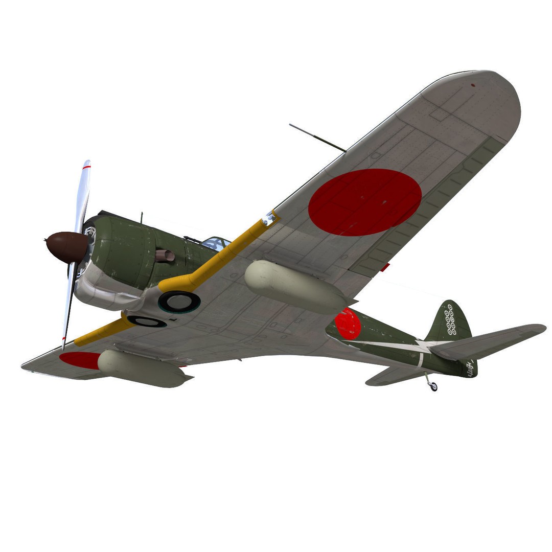 Ki-43 Hayabusa 3D Model – High Poly Military Aircraft, FBX - View 6