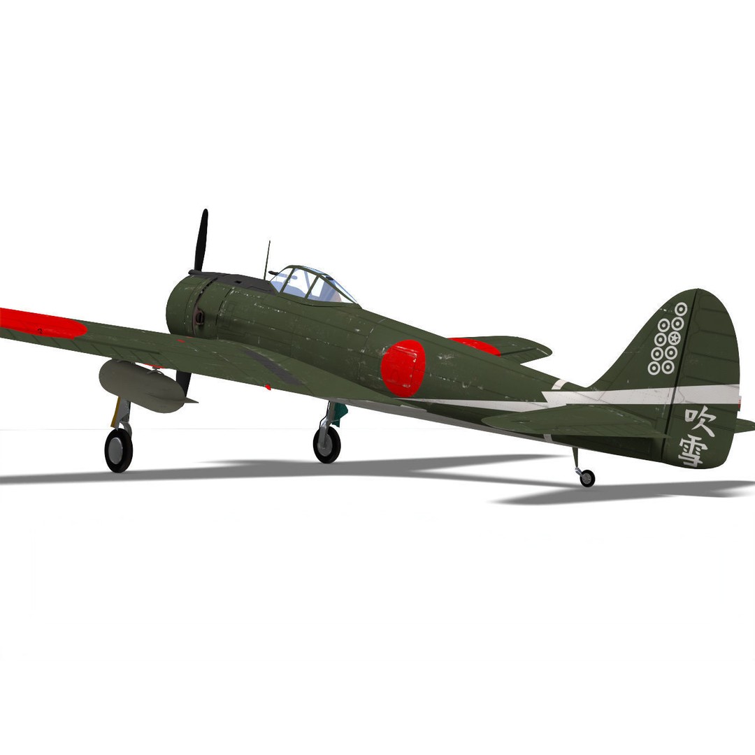 Ki-43 Hayabusa 3D Model – High Poly Military Aircraft, FBX - View 8