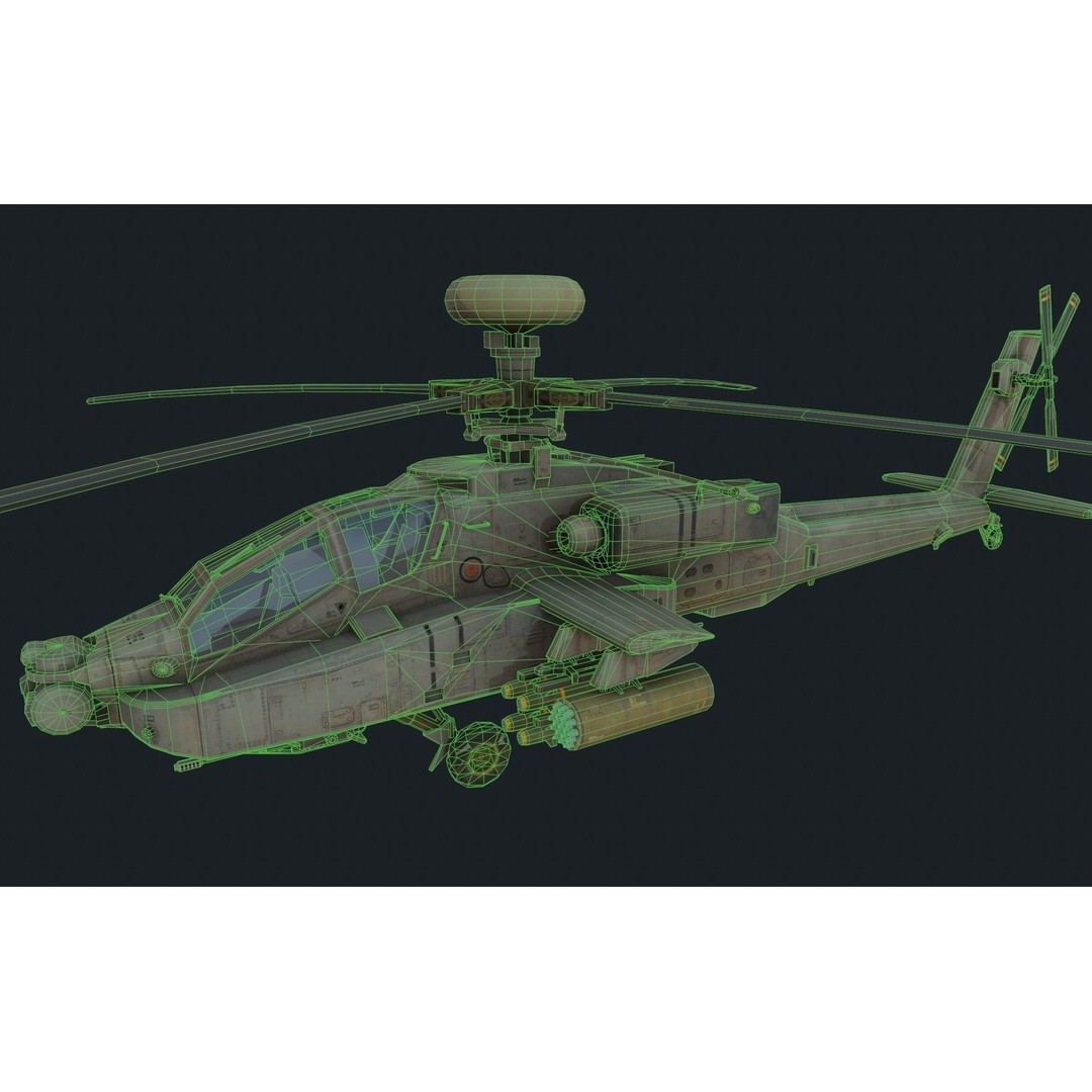 Helicopter 3D Model – Low Poly Military Aircraft Pack, FBX - View 12