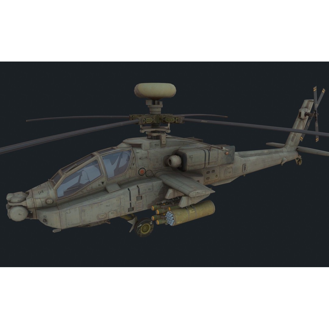 Helicopter 3D Model – Low Poly Military Aircraft Pack, FBX - View 8
