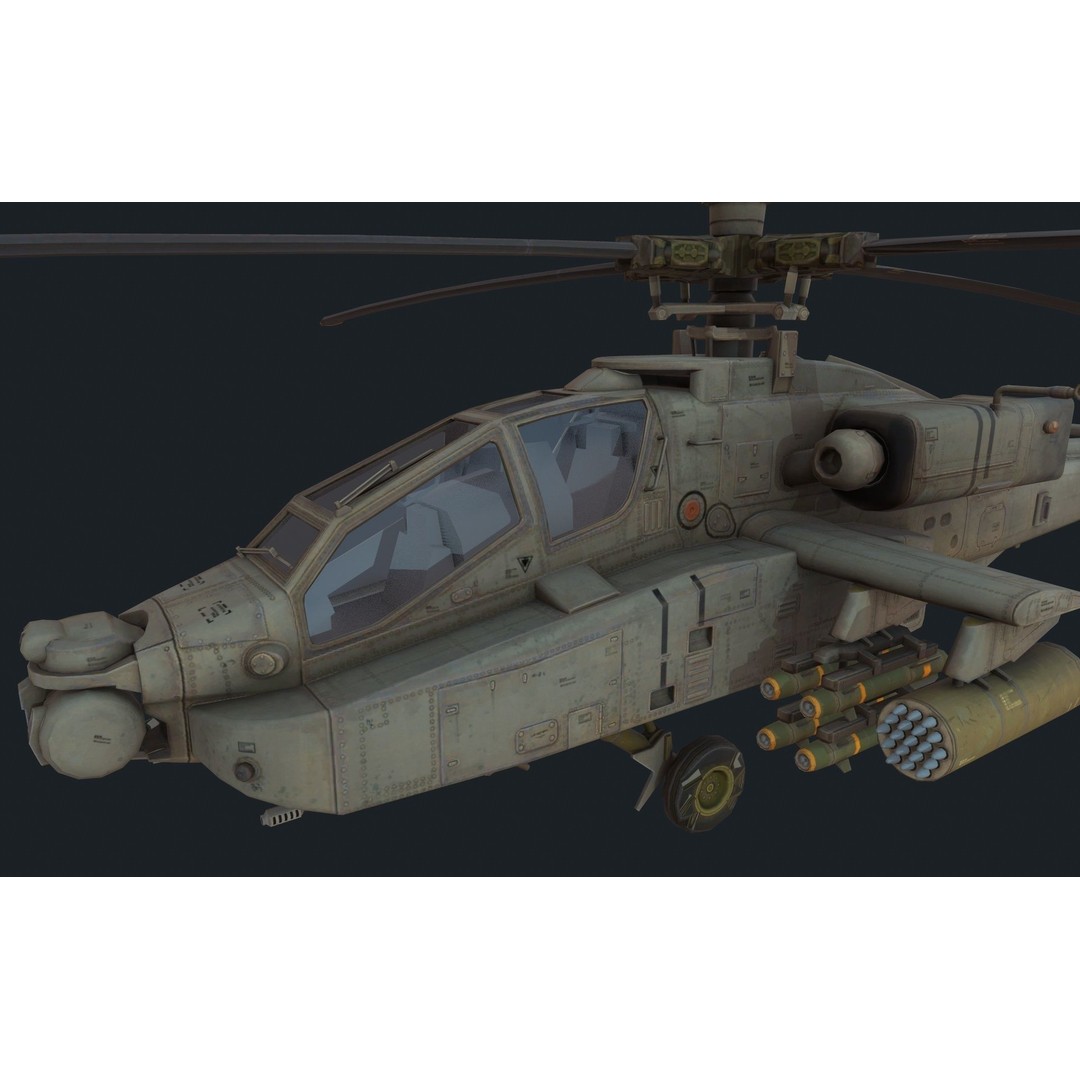 Helicopter 3D Model – Low Poly Military Aircraft Pack, FBX - View 9
