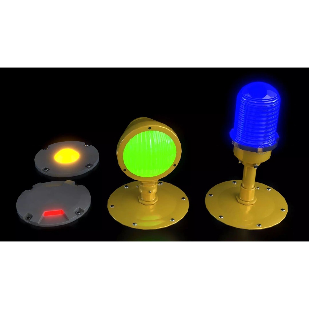 Airfield Lights Pack 3D Model – Modular Low Poly Lighting for Games, FBX - View 11