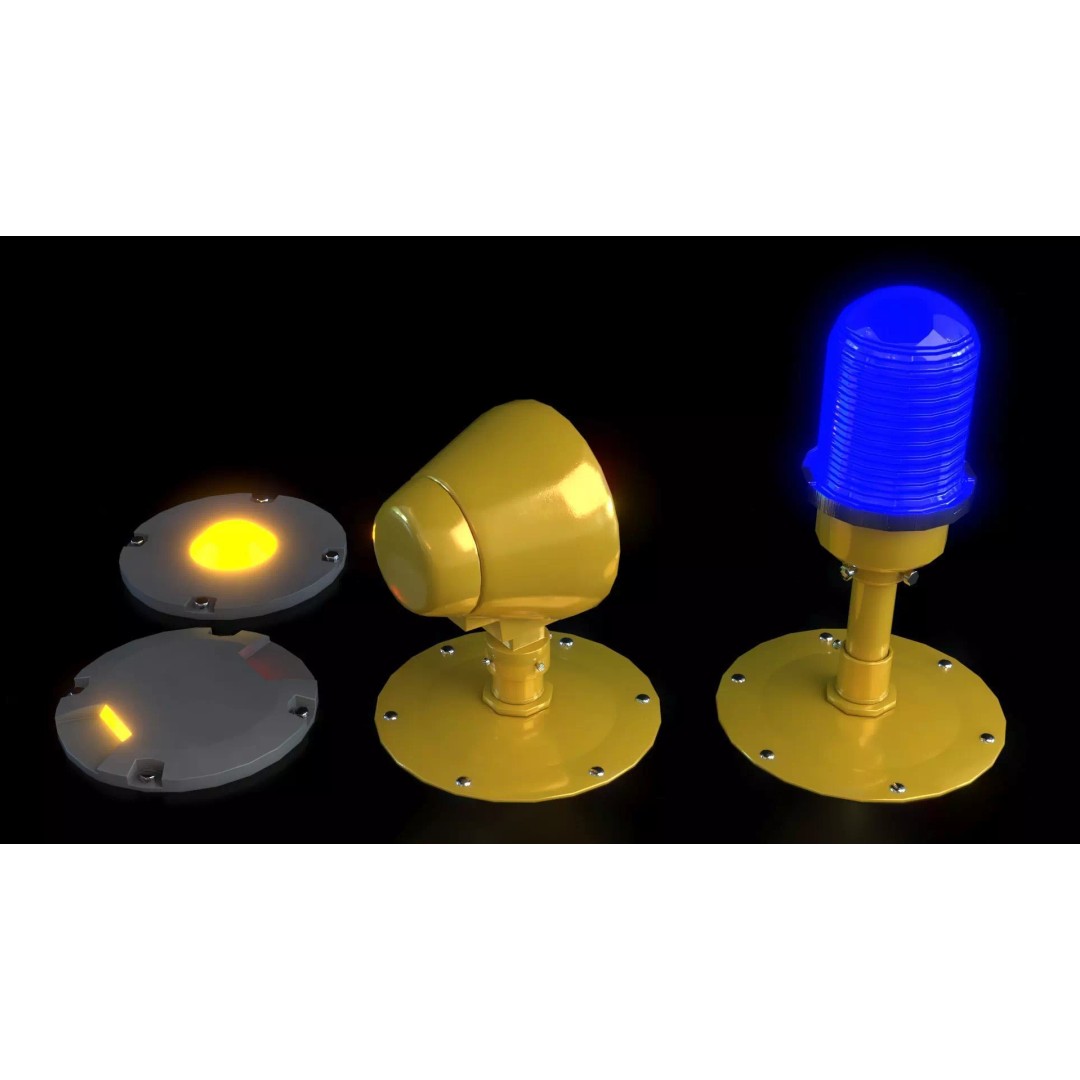 Airfield Lights Pack 3D Model – Modular Low Poly Lighting for Games, FBX - View 14
