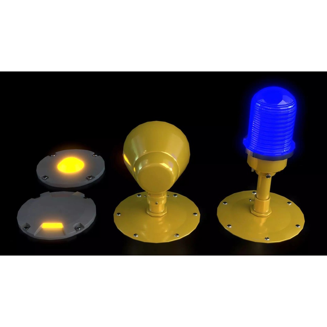 Airfield Lights Pack 3D Model – Modular Low Poly Lighting for Games, FBX - View 15