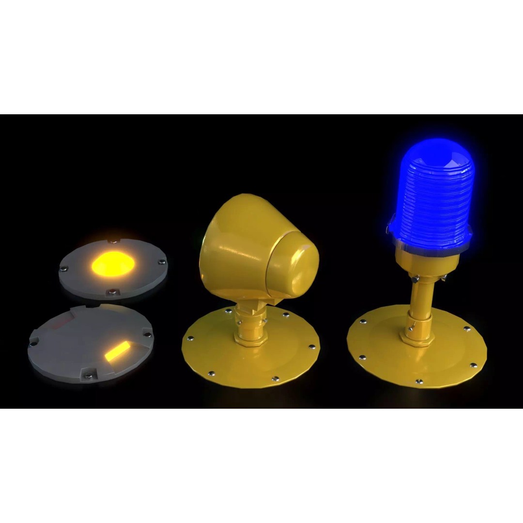 Airfield Lights Pack 3D Model – Modular Low Poly Lighting for Games, FBX - View 16
