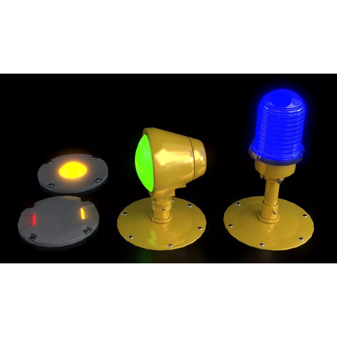 Airfield Lights Pack 3D Model – Modular Low Poly Lighting for Games, FBX - View 17