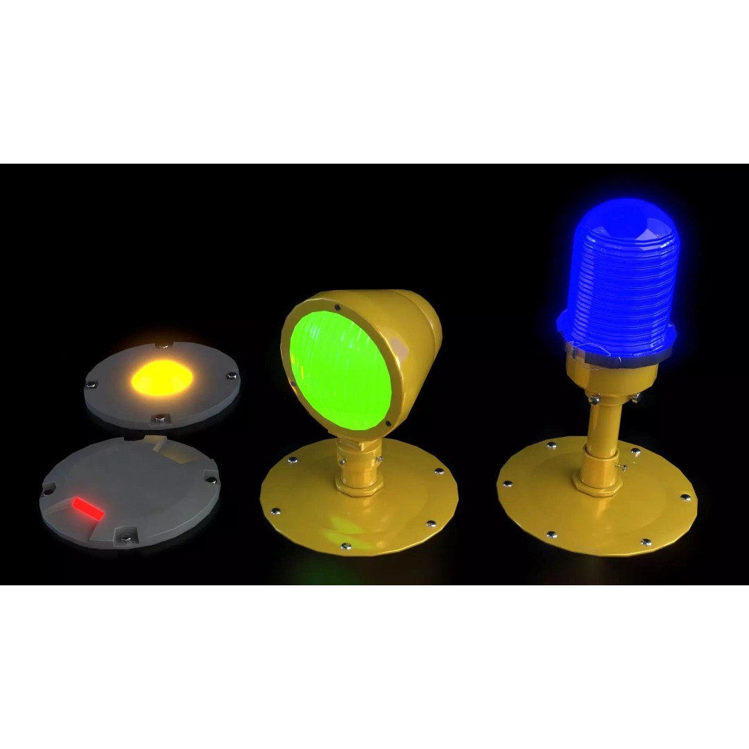 Airfield Lights Pack 3D Model – Modular Low Poly Lighting for Games, FBX - View 18