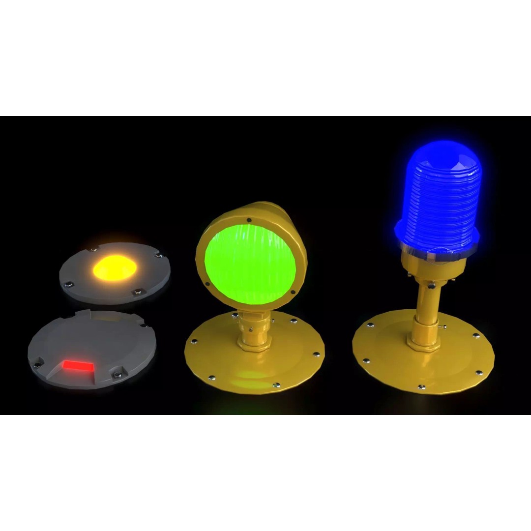 Airfield Lights Pack 3D Model – Modular Low Poly Lighting for Games, FBX - View 19