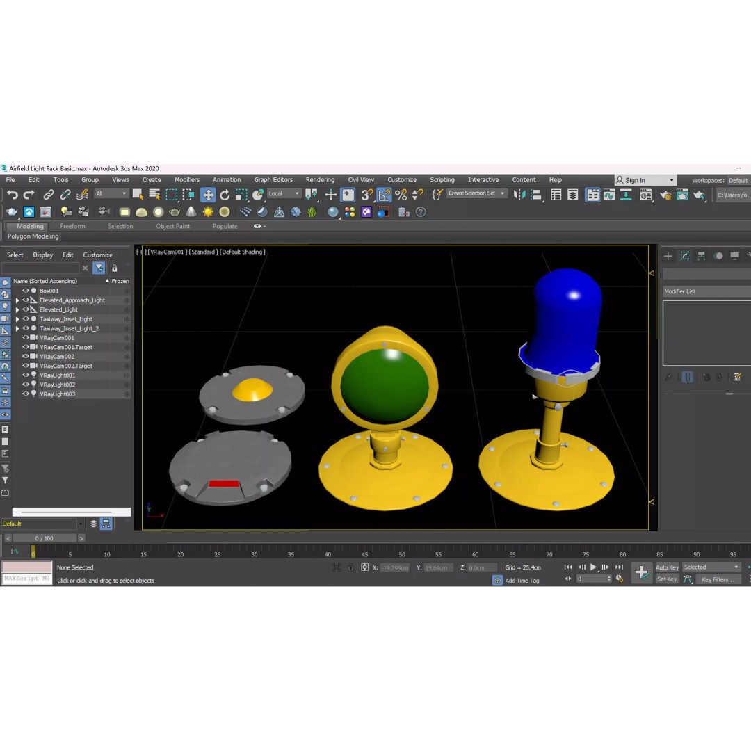 Airfield Lights Pack 3D Model – Modular Low Poly Lighting for Games, FBX - View 20