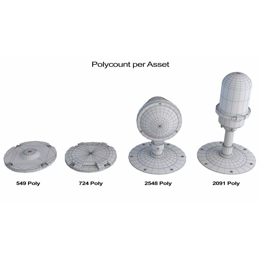 Airfield Lights Pack 3D Model – Modular Low Poly Lighting for Games, FBX - View 21