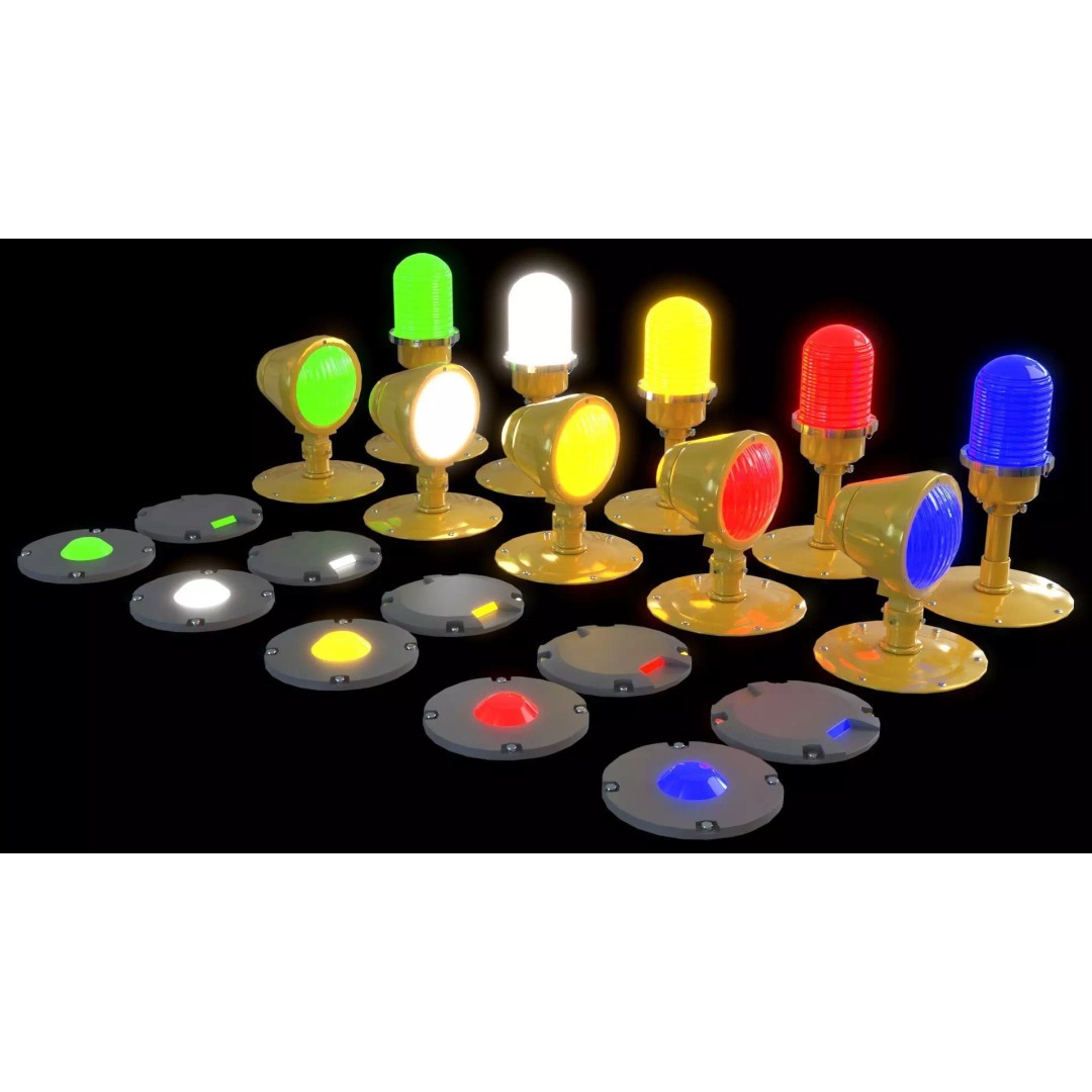 Airfield Lights Pack 3D Model – Modular Low Poly Lighting for Games, FBX - View 5