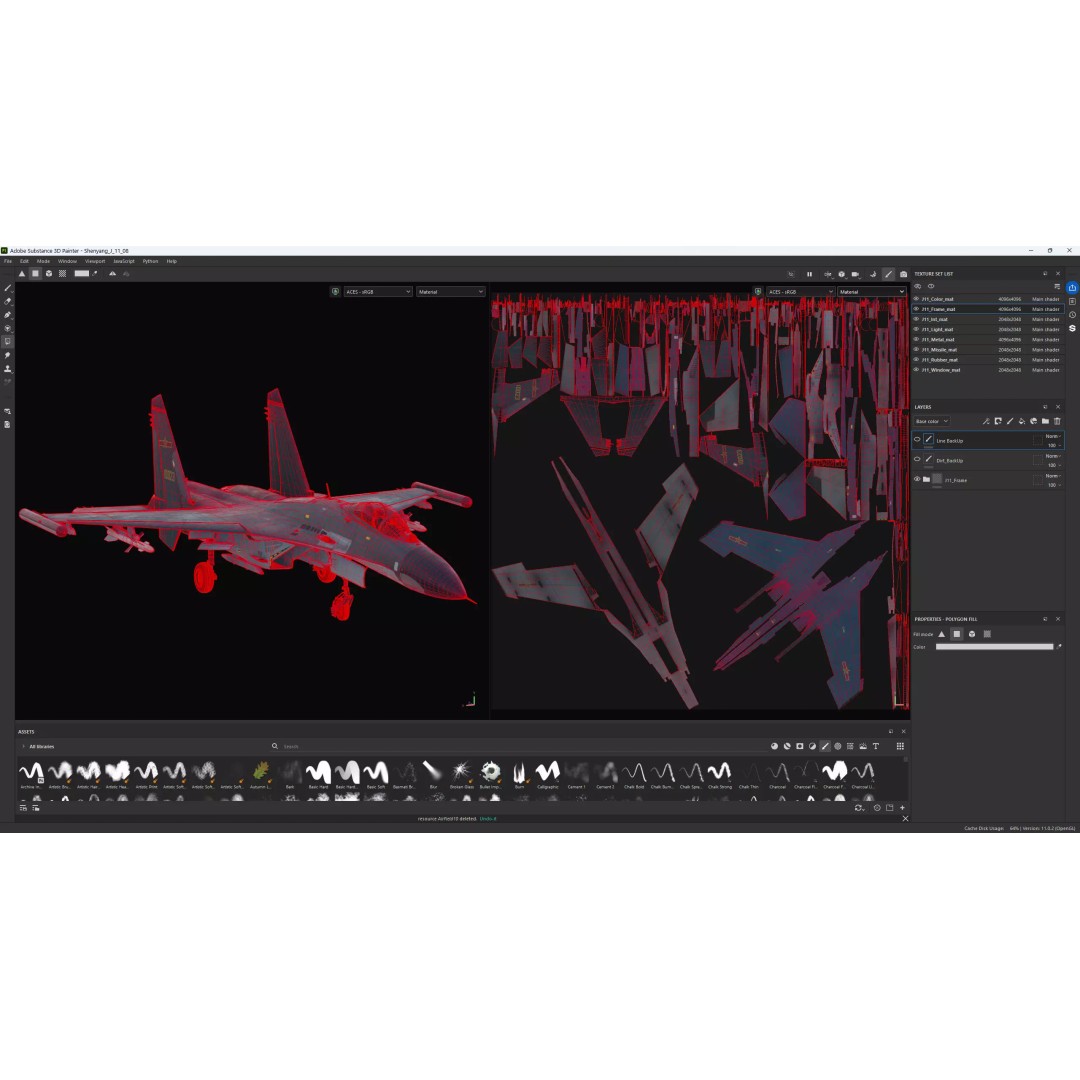 Shenyang J-11 Yinglong 3D Model – PBR Aircraft Asset, FBX, Blender - View 10