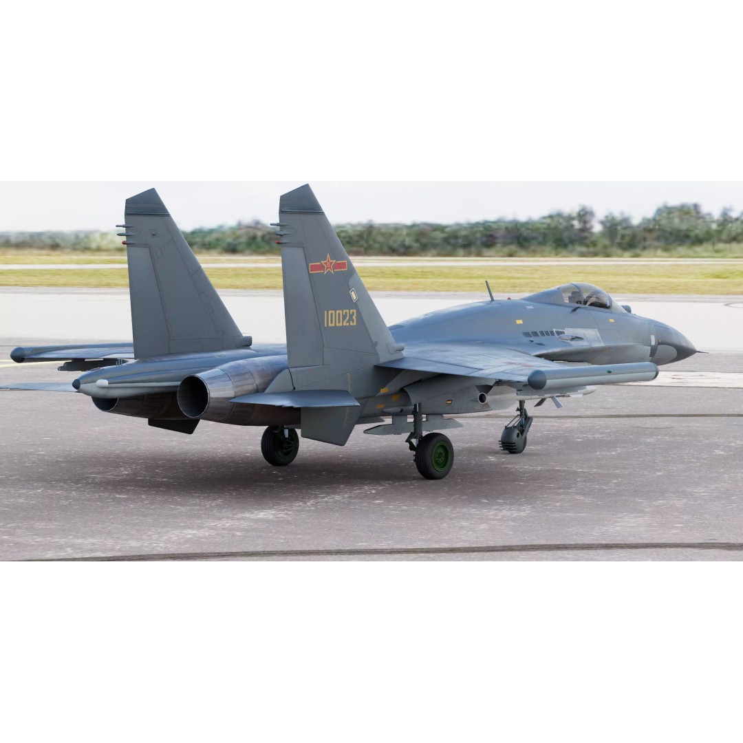 Shenyang J-11 Yinglong 3D Model – PBR Aircraft Asset, FBX, Blender - View 6
