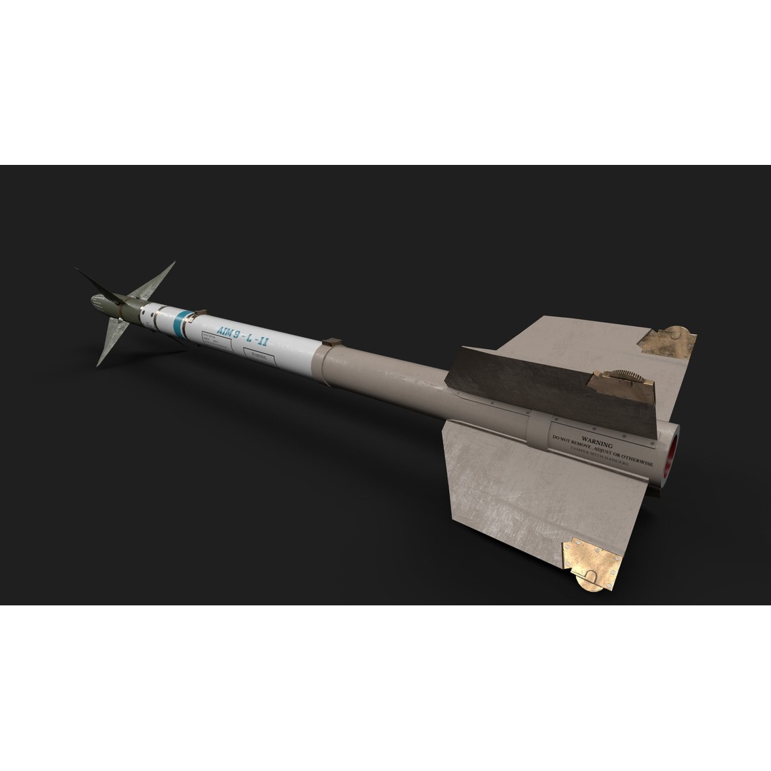 Aim9 Sidewinder 3D Model – Low Poly Game Ready Missile, FBX - View 10