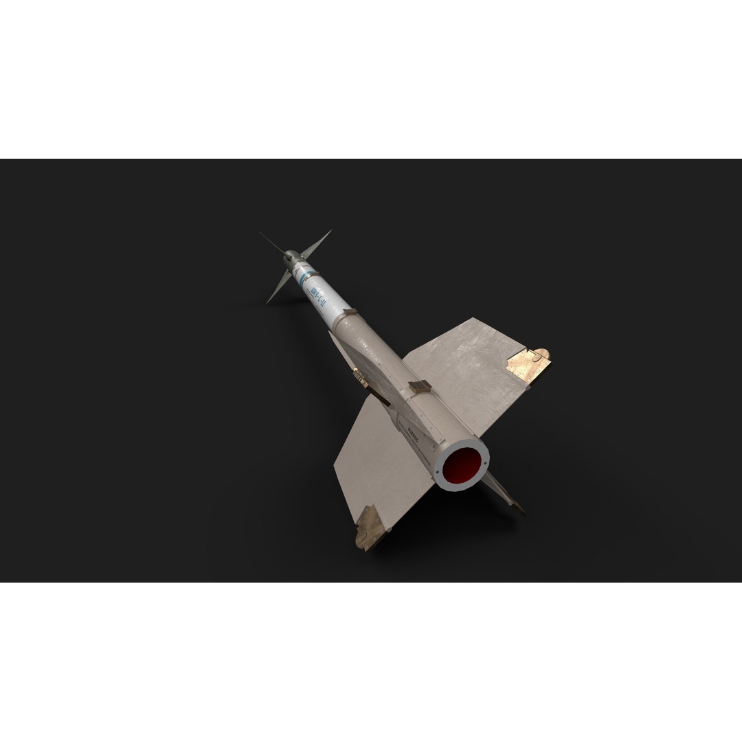 Aim9 Sidewinder 3D Model – Low Poly Game Ready Missile, FBX - View 12