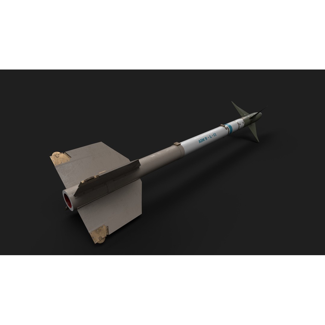 Aim9 Sidewinder 3D Model – Low Poly Game Ready Missile, FBX - View 15