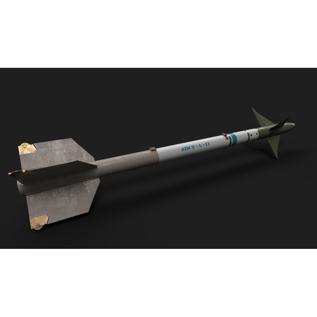 Aim9 Sidewinder 3D Model – Low Poly Game Ready Missile, FBX - View 16