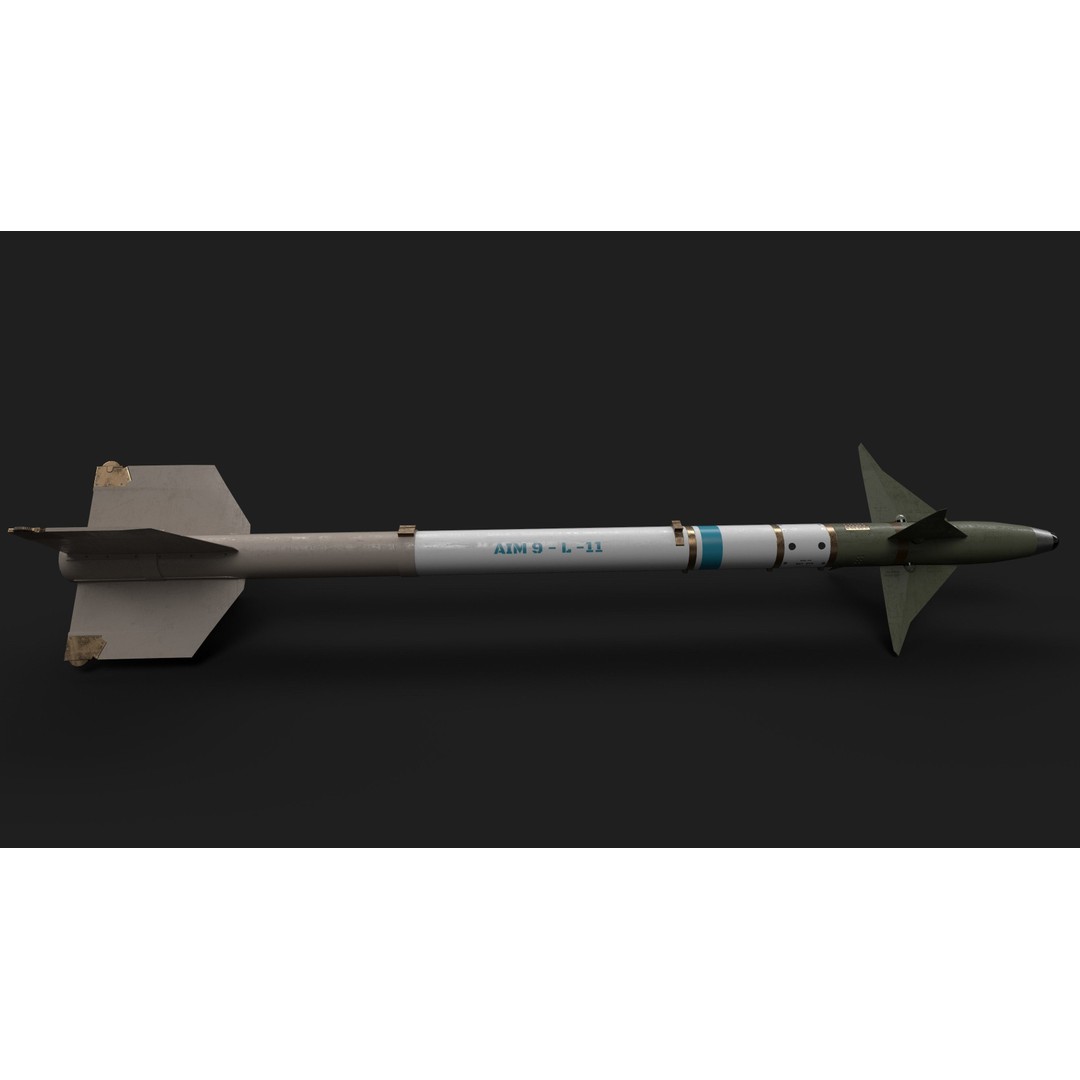 Aim9 Sidewinder 3D Model – Low Poly Game Ready Missile, FBX - View 17