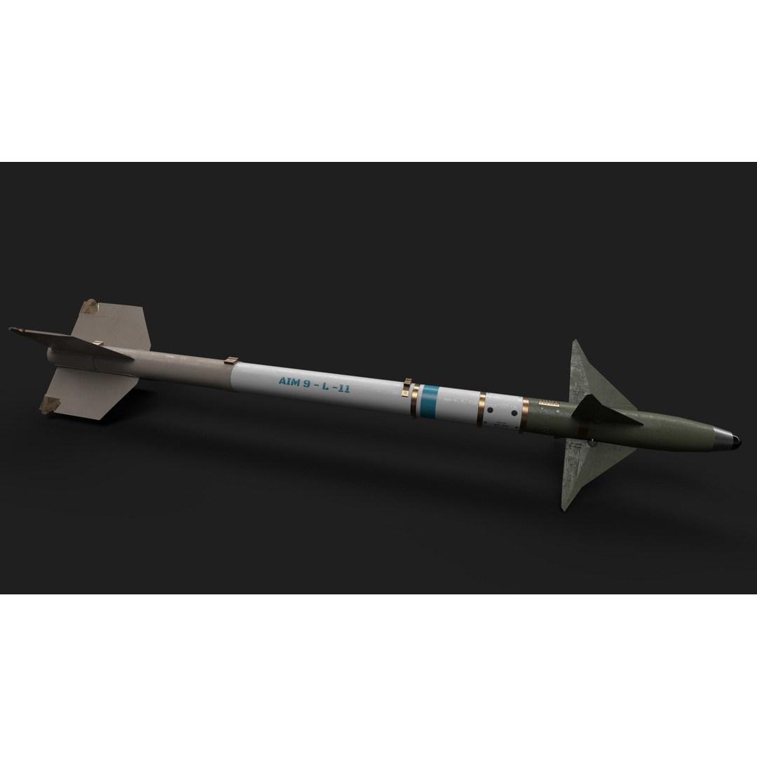 Aim9 Sidewinder 3D Model – Low Poly Game Ready Missile, FBX - View 18