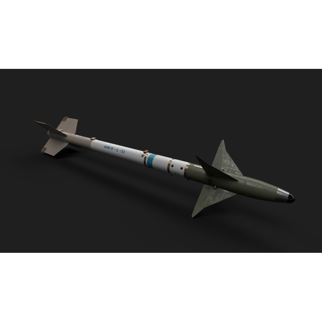 Aim9 Sidewinder 3D Model – Low Poly Game Ready Missile, FBX - View 19
