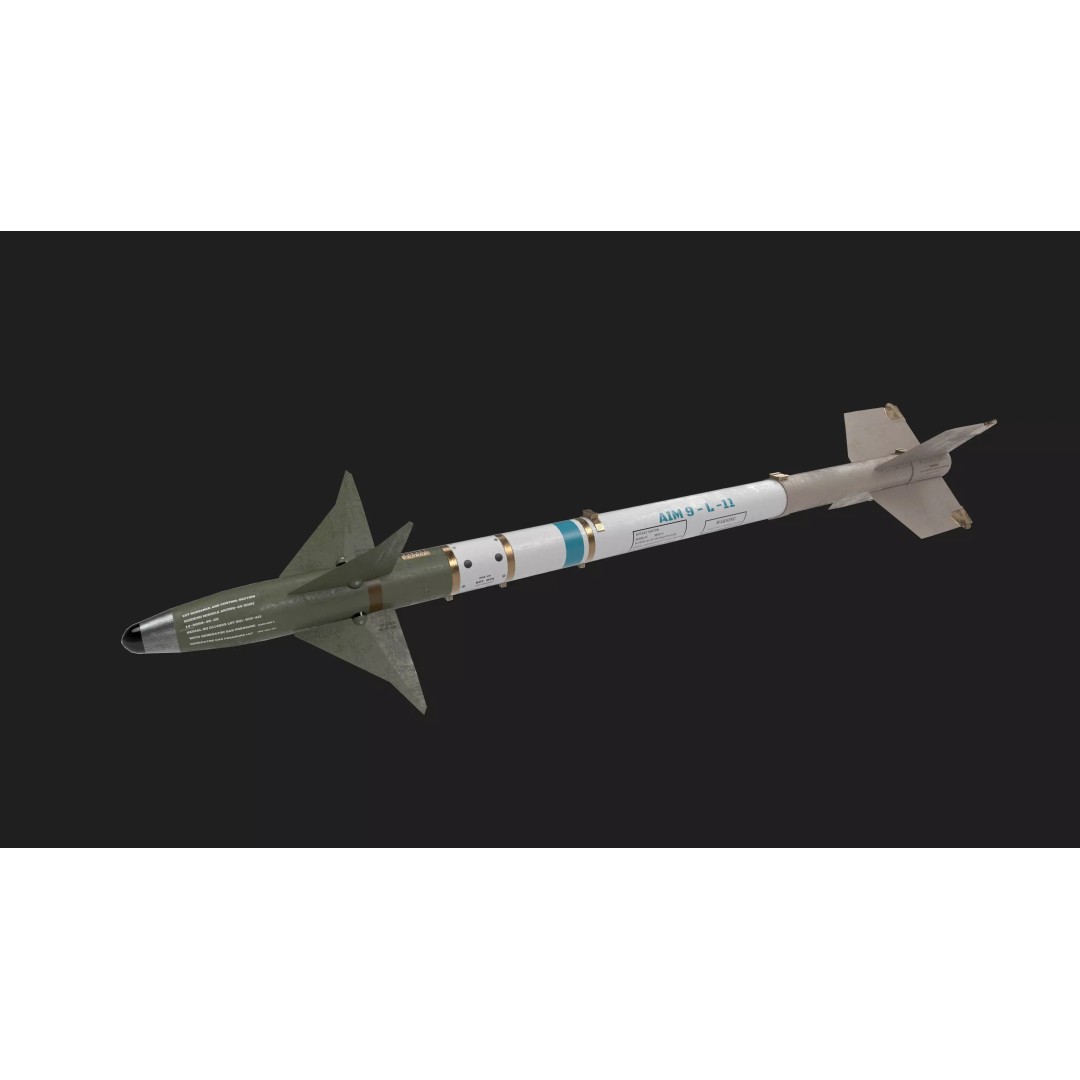 Aim9 Sidewinder 3D Model – Low Poly Game Ready Missile, FBX - View 2