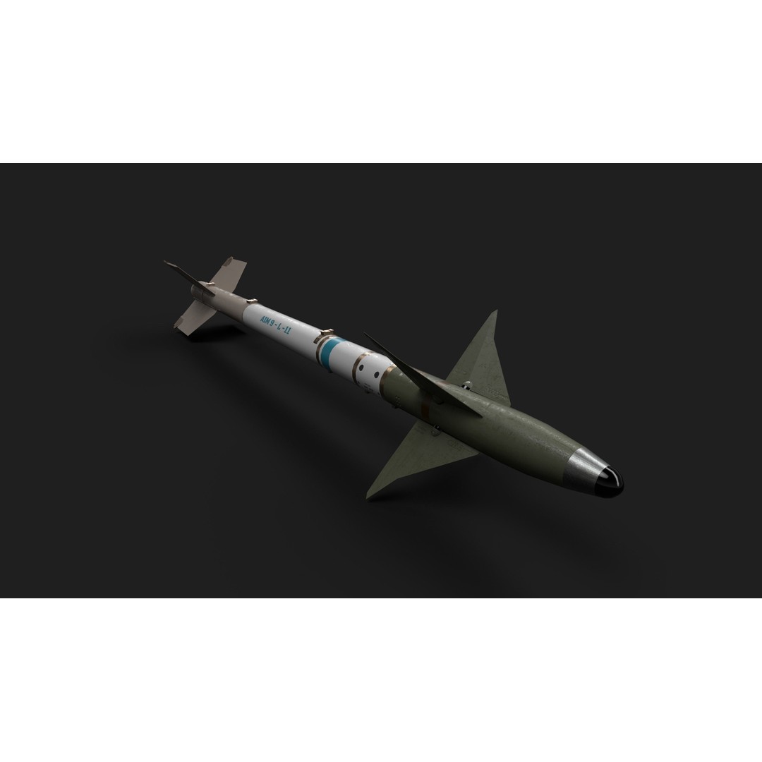 Aim9 Sidewinder 3D Model – Low Poly Game Ready Missile, FBX - View 20