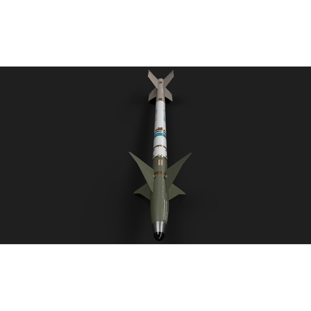 Aim9 Sidewinder 3D Model – Low Poly Game Ready Missile, FBX - View 22