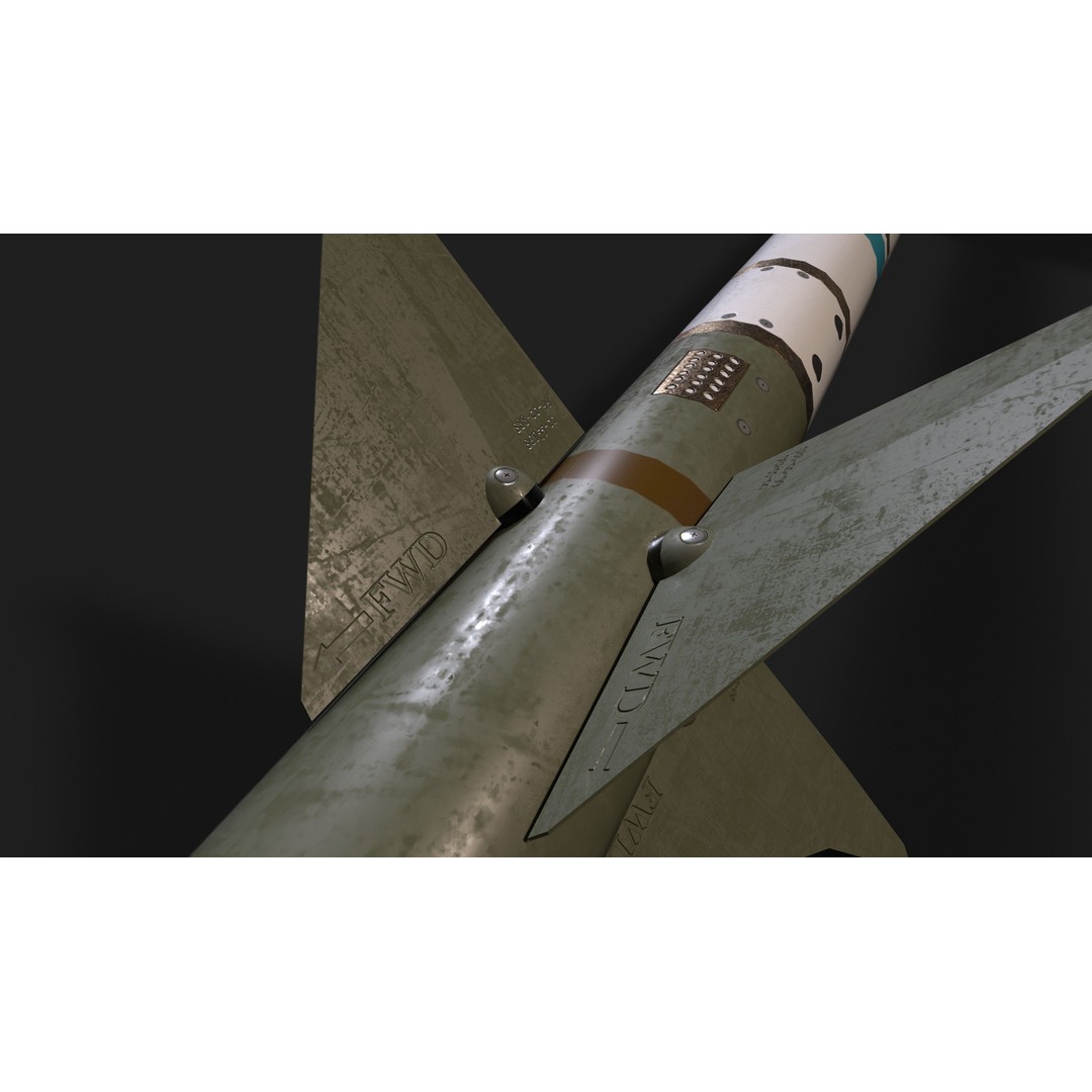 Aim9 Sidewinder 3D Model – Low Poly Game Ready Missile, FBX - View 26