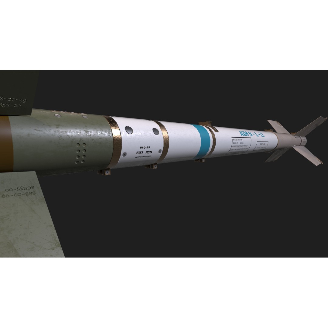 Aim9 Sidewinder 3D Model – Low Poly Game Ready Missile, FBX - View 27
