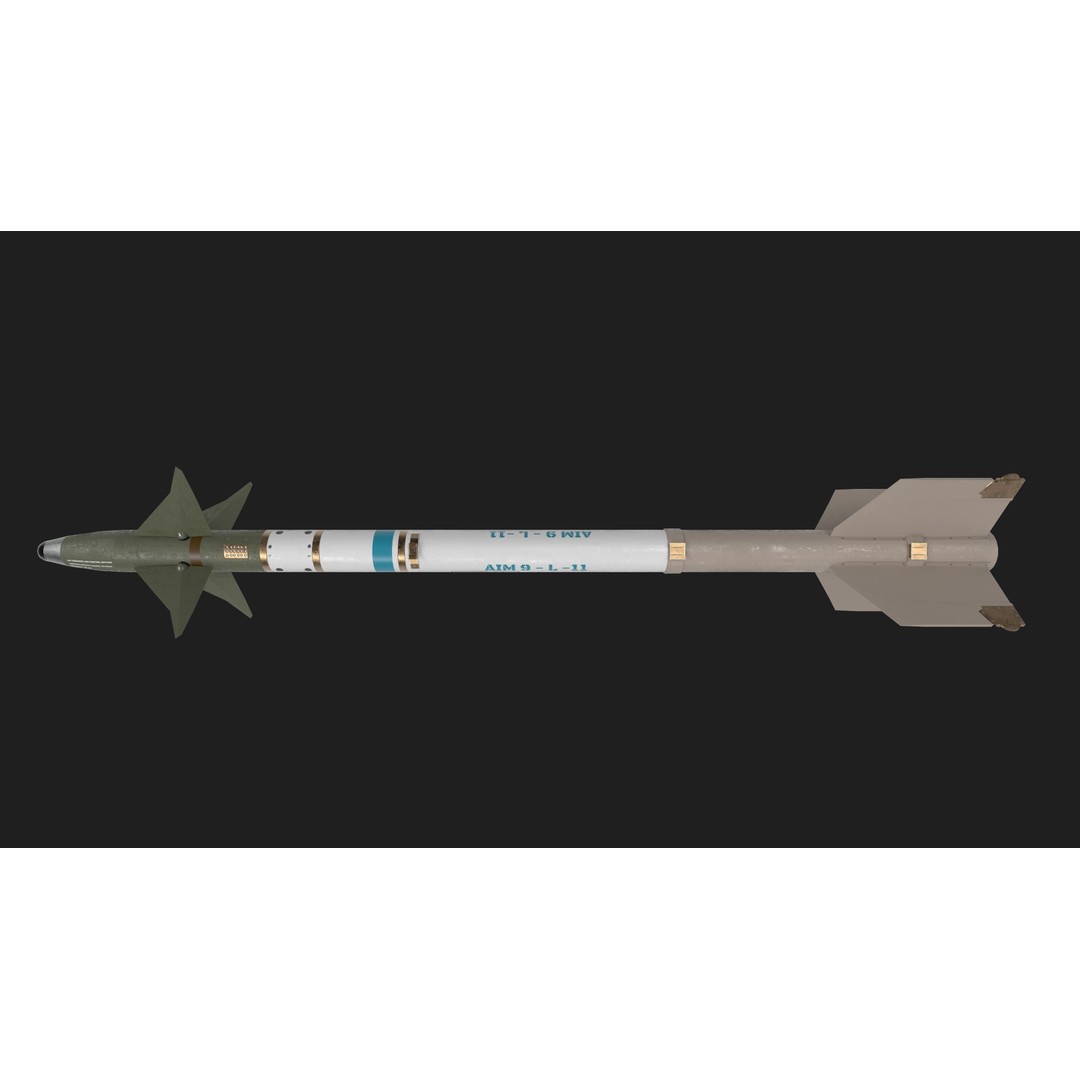 Aim9 Sidewinder 3D Model – Low Poly Game Ready Missile, FBX - View 28