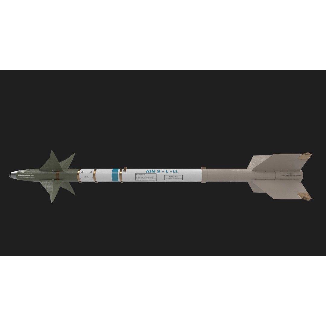 Aim9 Sidewinder 3D Model – Low Poly Game Ready Missile, FBX - View 29