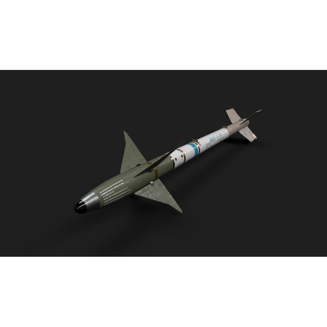 Aim9 Sidewinder 3D Model – Low Poly Game Ready Missile, FBX - View 3