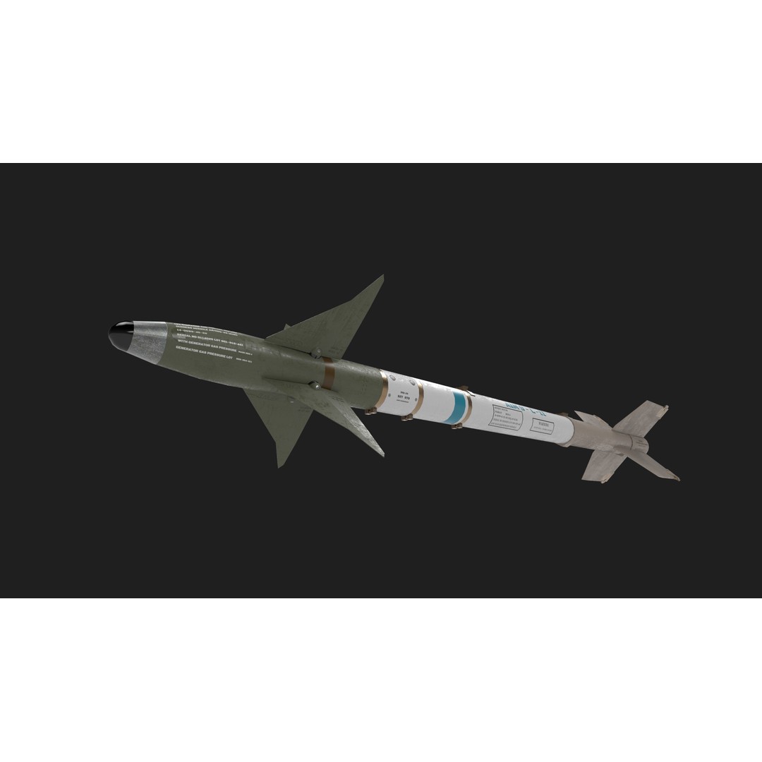 Aim9 Sidewinder 3D Model – Low Poly Game Ready Missile, FBX - View 30
