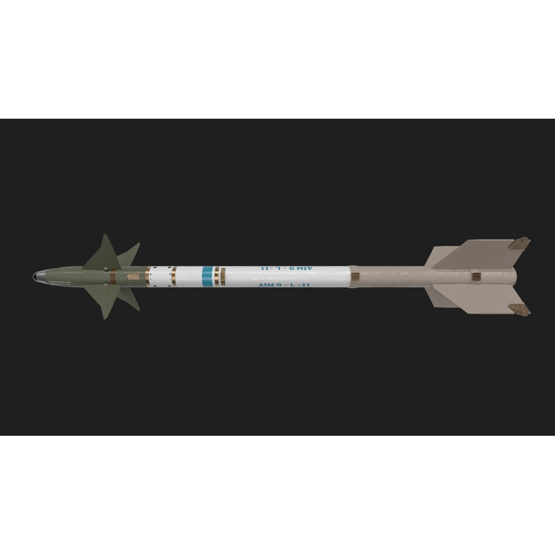 Aim9 Sidewinder 3D Model – Low Poly Game Ready Missile, FBX - View 31