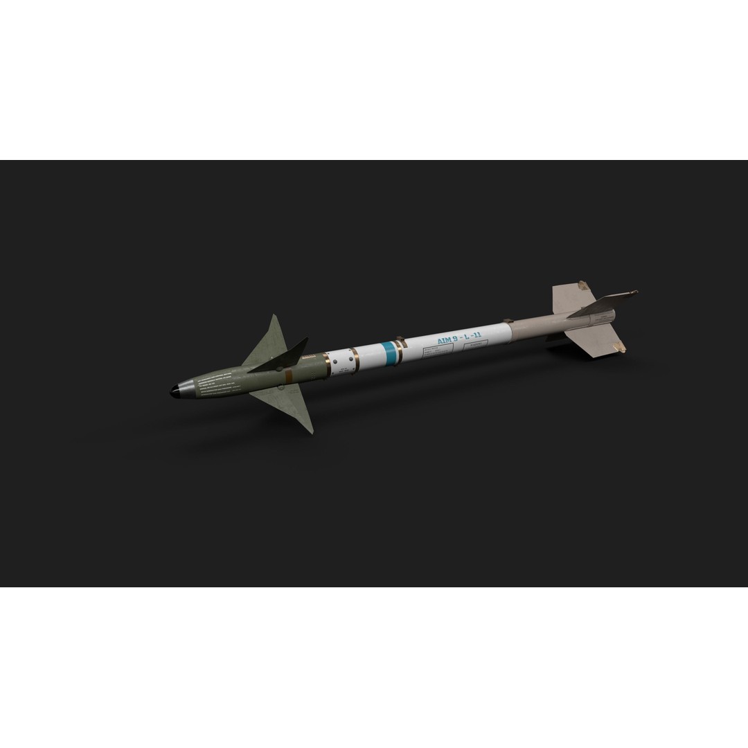 Aim9 Sidewinder 3D Model – Low Poly Game Ready Missile, FBX - View 5