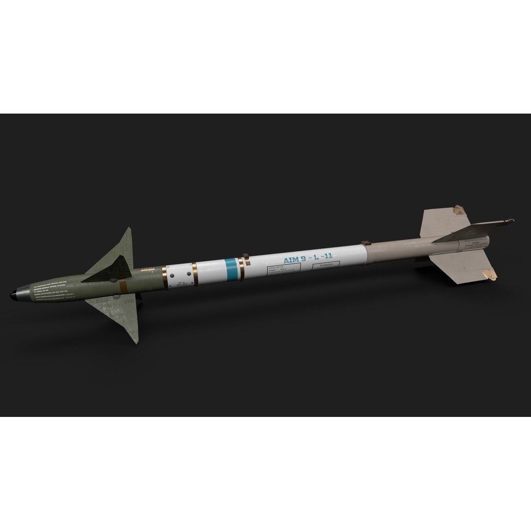 Aim9 Sidewinder 3D Model – Low Poly Game Ready Missile, FBX - View 6