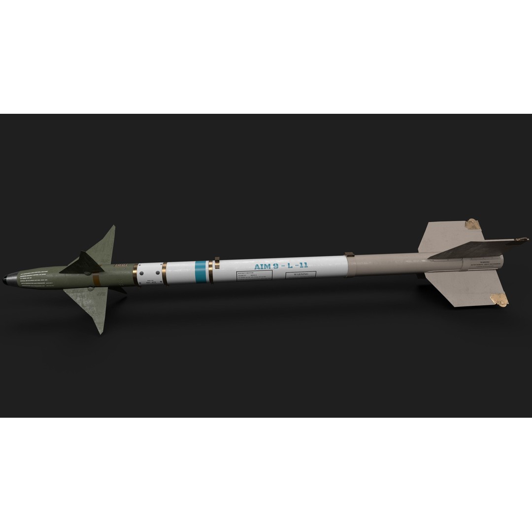 Aim9 Sidewinder 3D Model – Low Poly Game Ready Missile, FBX - View 7