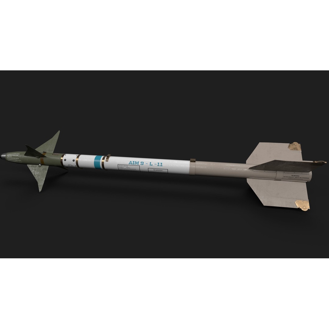 Aim9 Sidewinder 3D Model – Low Poly Game Ready Missile, FBX - View 8