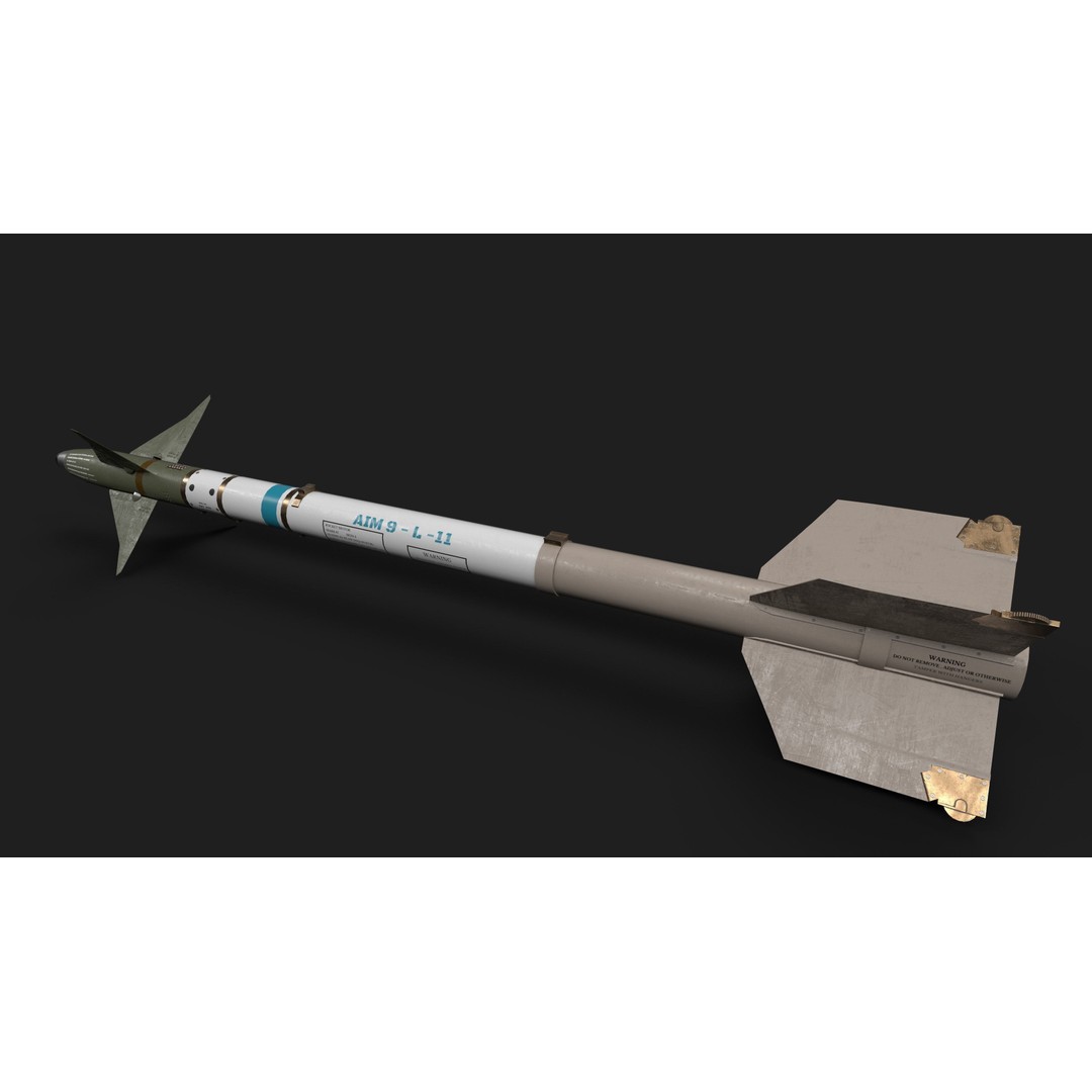 Aim9 Sidewinder 3D Model – Low Poly Game Ready Missile, FBX - View 9
