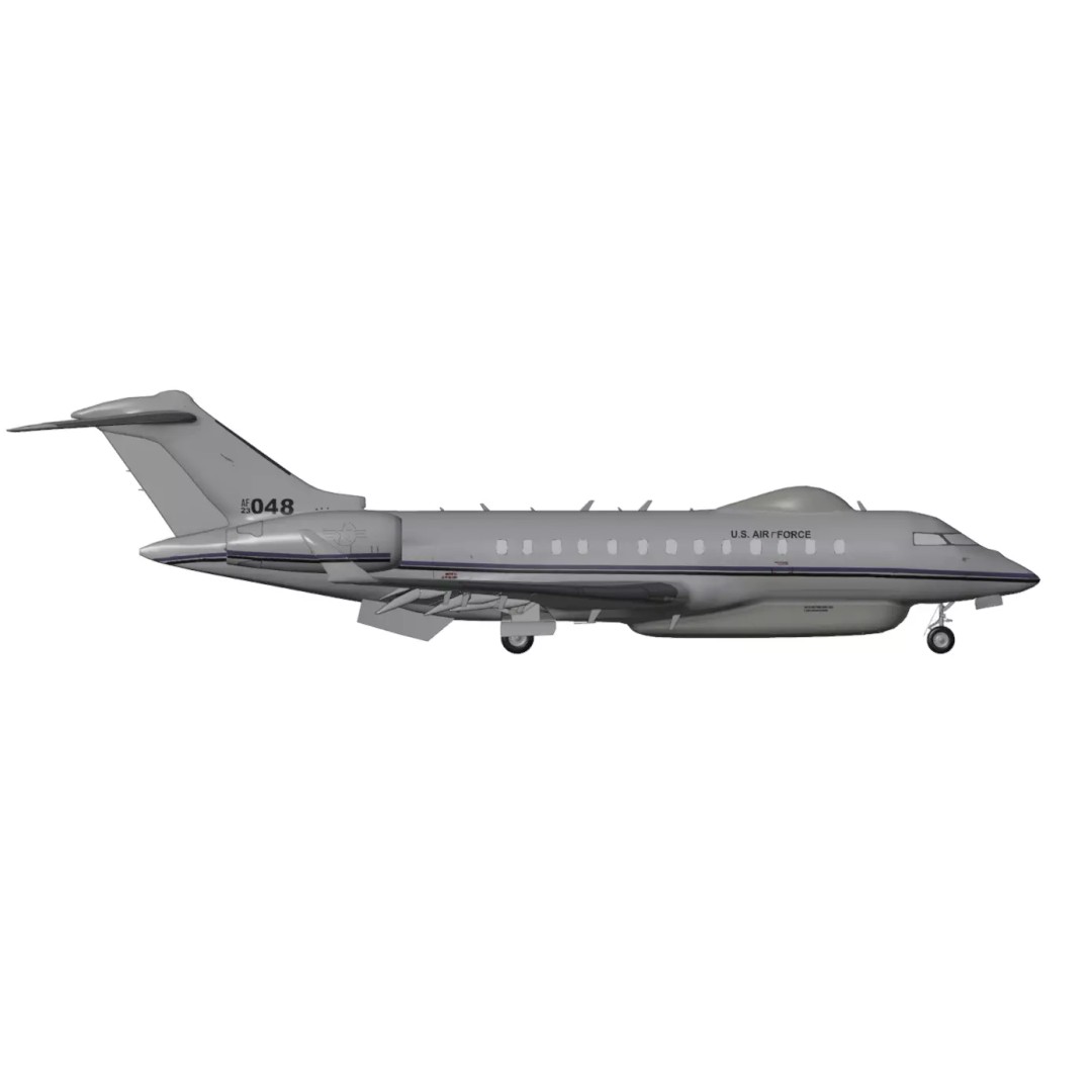 BOMBARDIER E-11A 3D Model – Low Poly Military Aircraft, FBX & OBJ - View 13