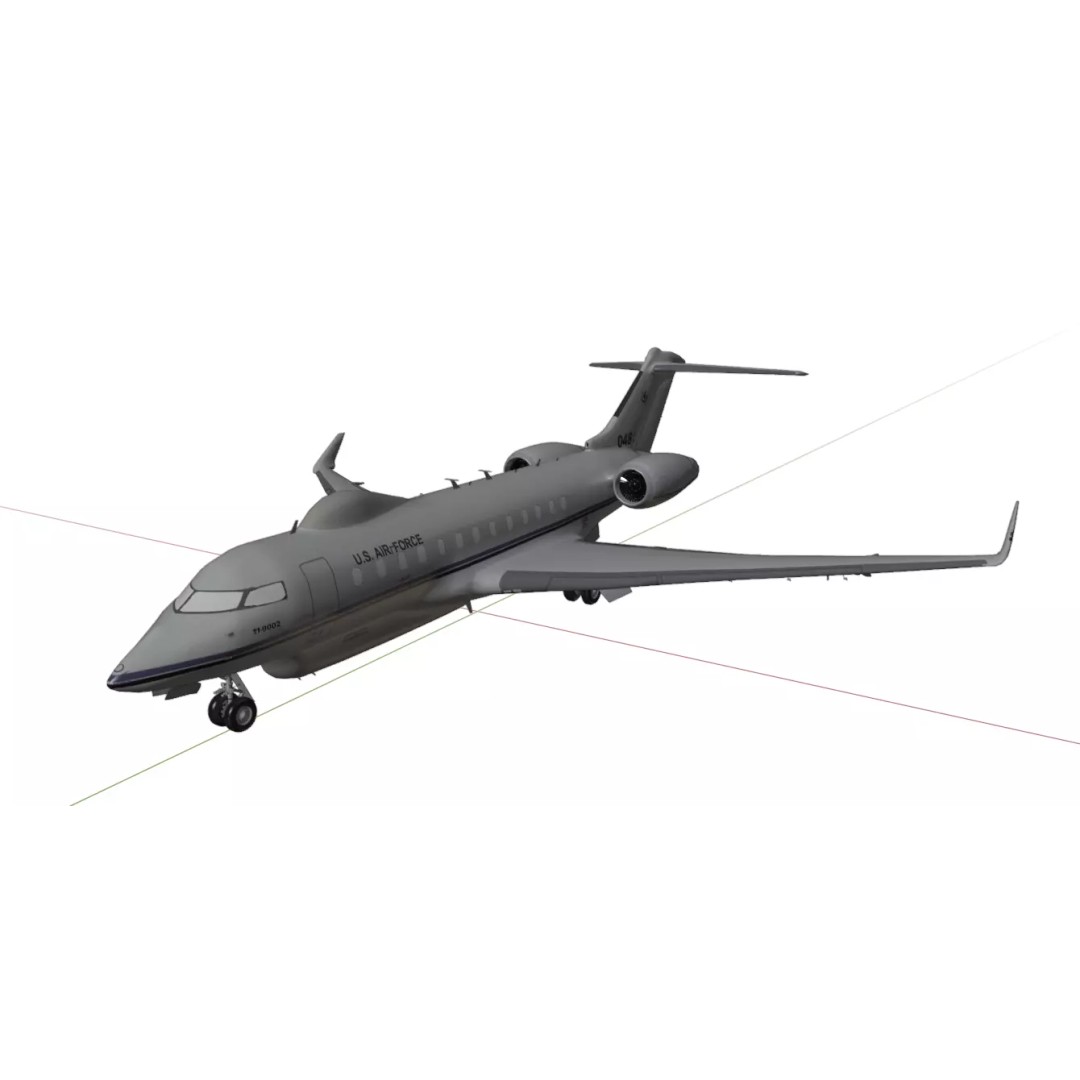 BOMBARDIER E-11A 3D Model – Low Poly Military Aircraft, FBX & OBJ - View 16