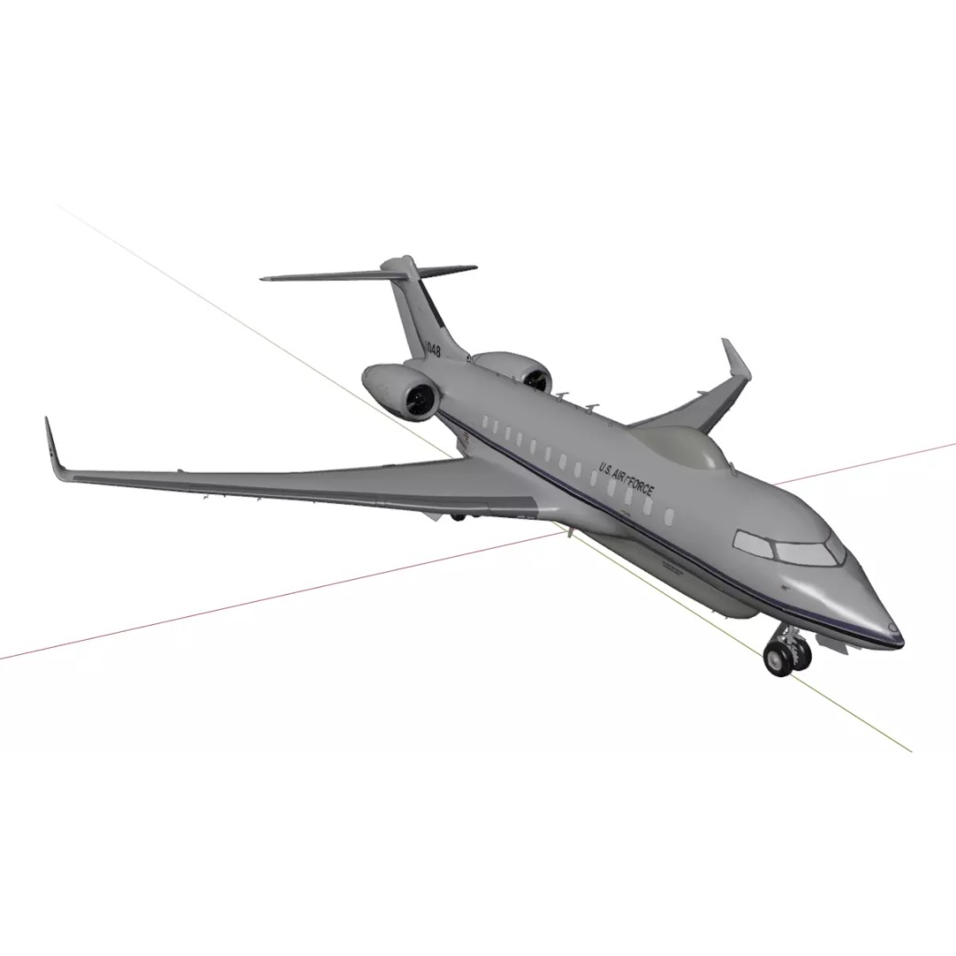 BOMBARDIER E-11A 3D Model – Low Poly Military Aircraft, FBX & OBJ - View 18