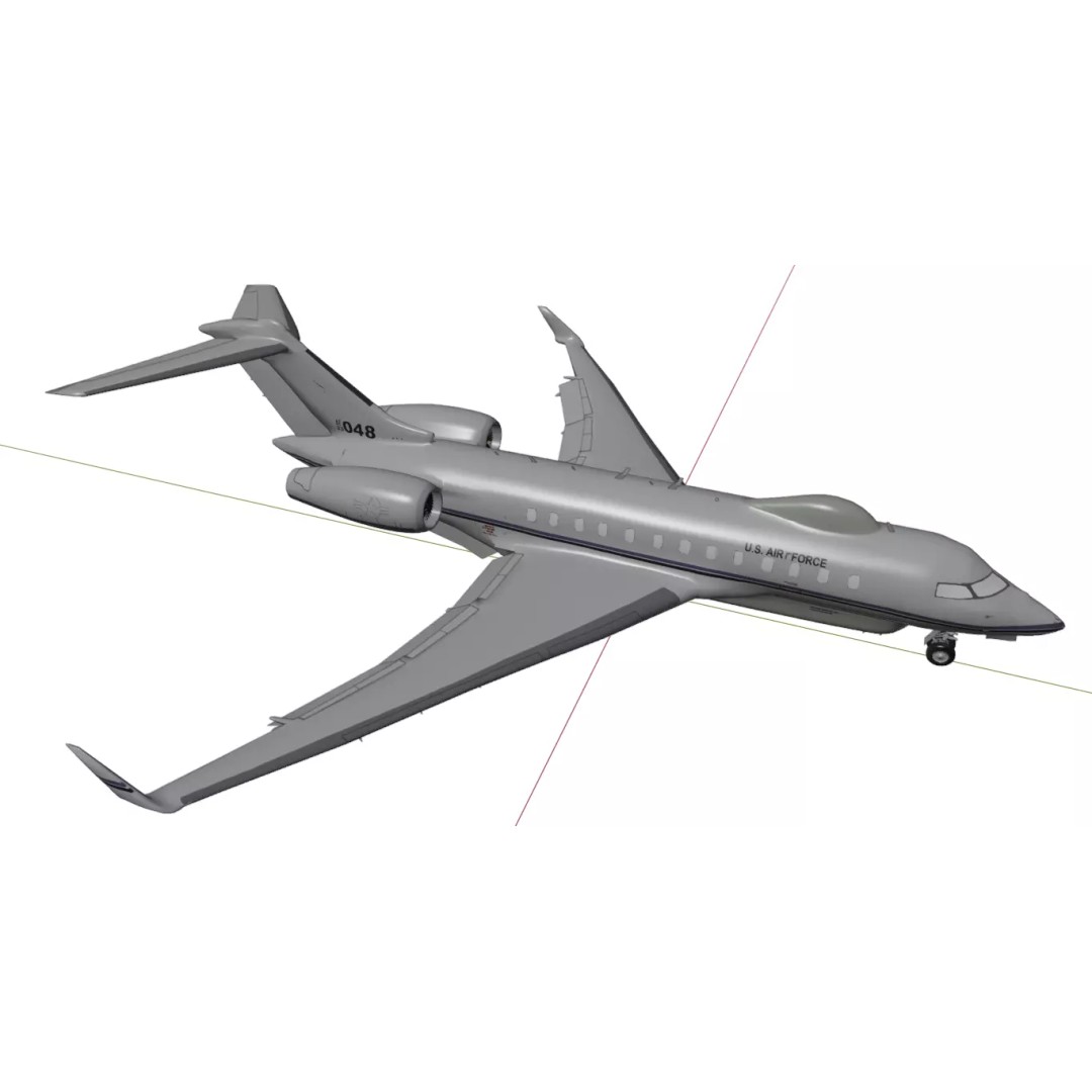 BOMBARDIER E-11A 3D Model – Low Poly Military Aircraft, FBX & OBJ - View 19