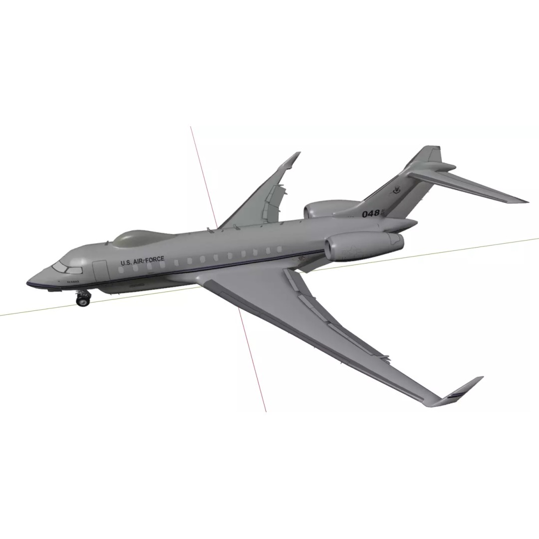 BOMBARDIER E-11A 3D Model – Low Poly Military Aircraft, FBX & OBJ - View 20
