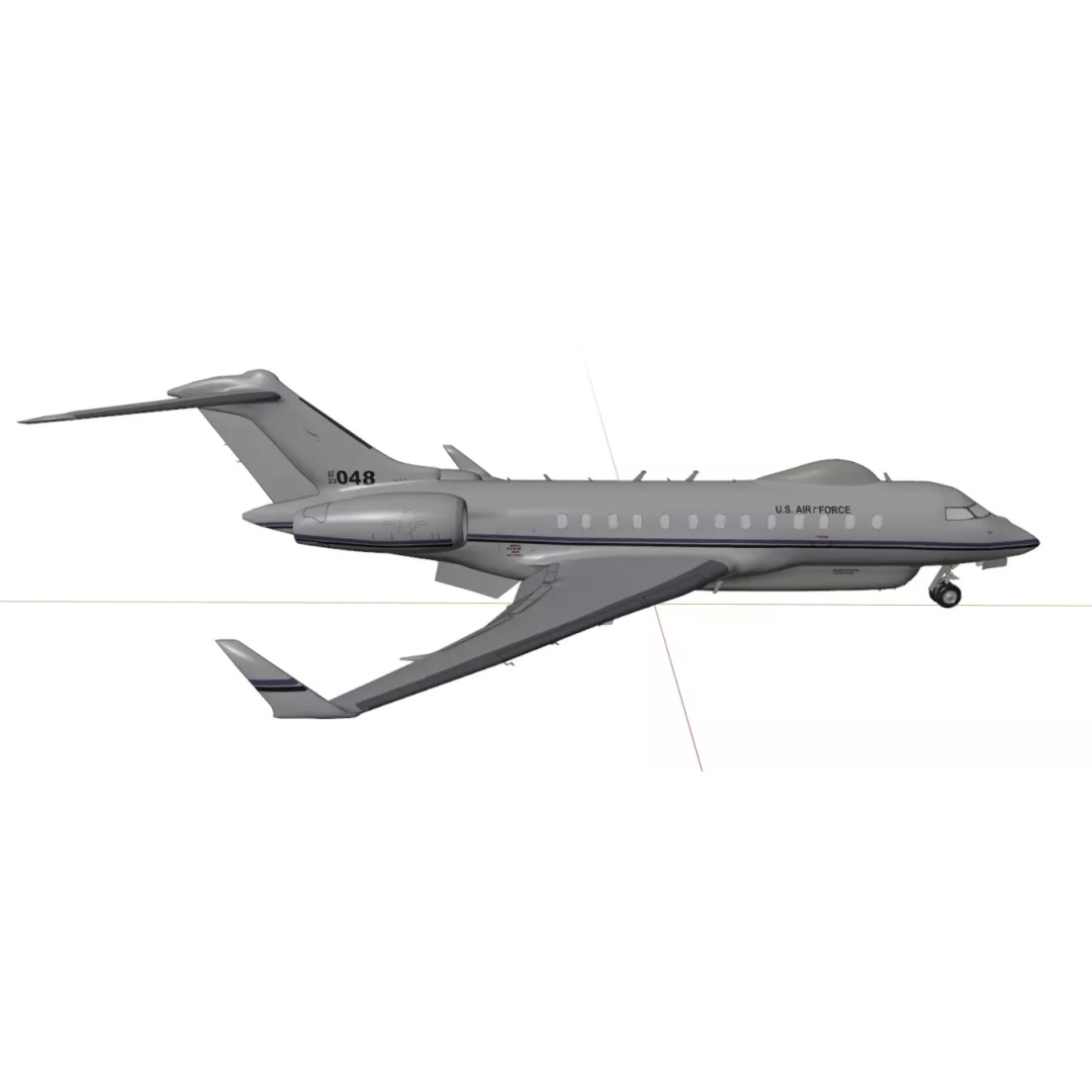 BOMBARDIER E-11A 3D Model – Low Poly Military Aircraft, FBX & OBJ - View 22