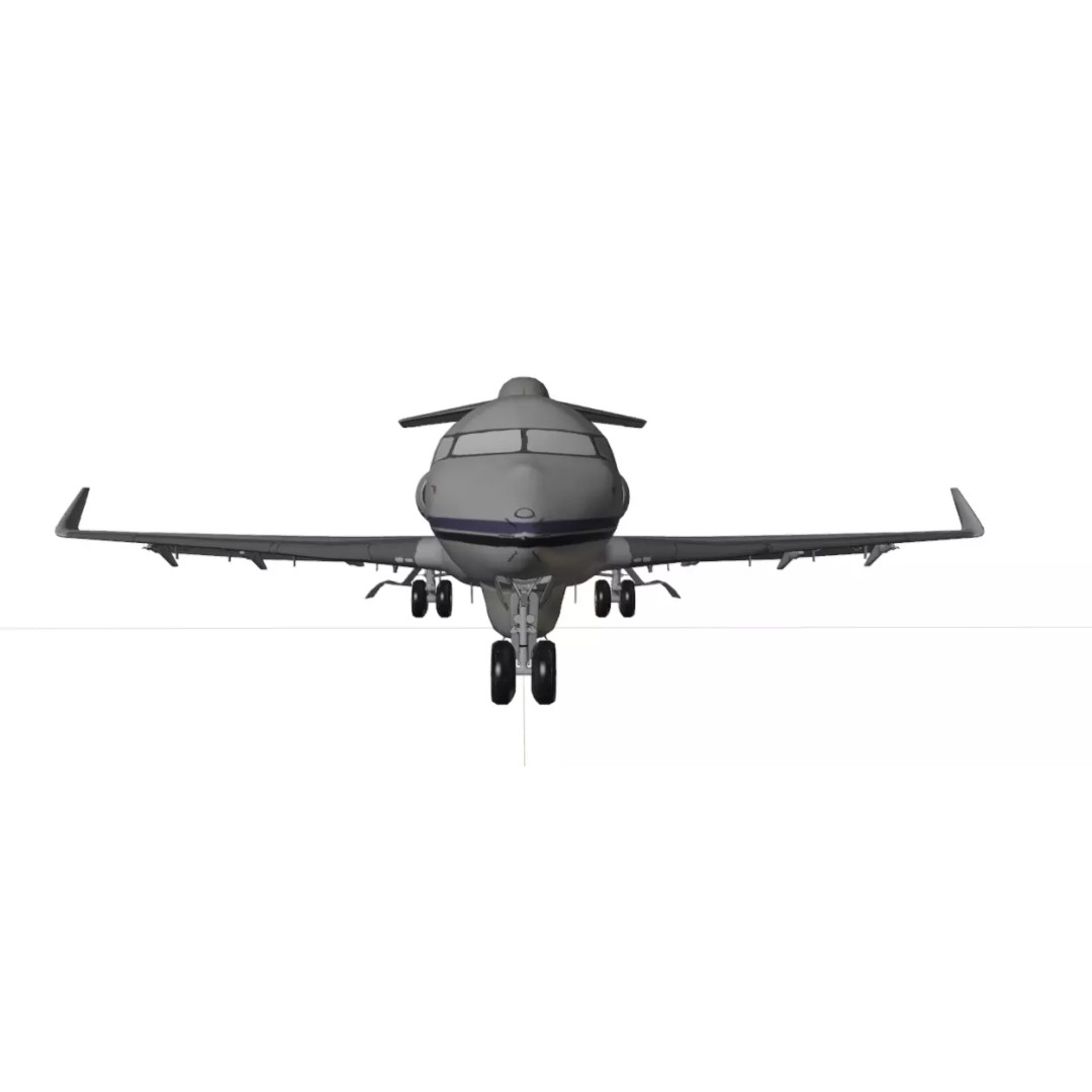 BOMBARDIER E-11A 3D Model – Low Poly Military Aircraft, FBX & OBJ - View 23