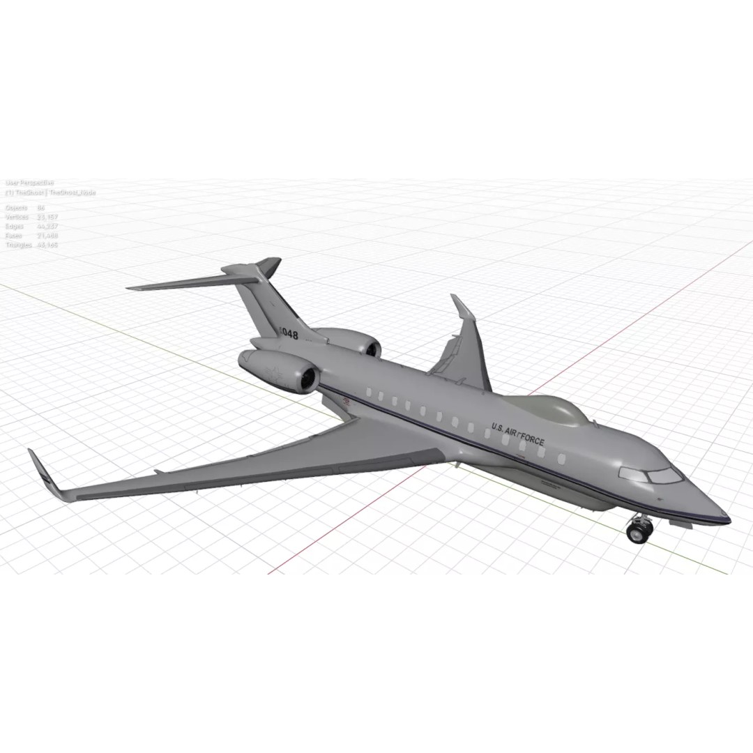 BOMBARDIER E-11A 3D Model – Low Poly Military Aircraft, FBX & OBJ - View 3