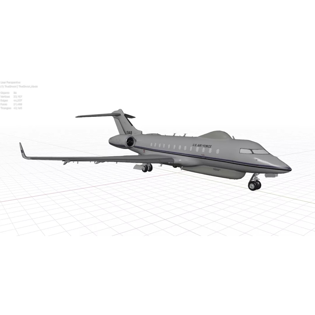 BOMBARDIER E-11A 3D Model – Low Poly Military Aircraft, FBX & OBJ - View 8