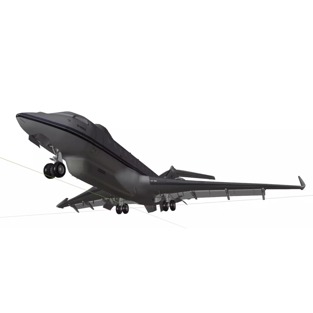 BOMBARDIER E-11A 3D Model – Low Poly Military Aircraft, FBX & OBJ - View 9